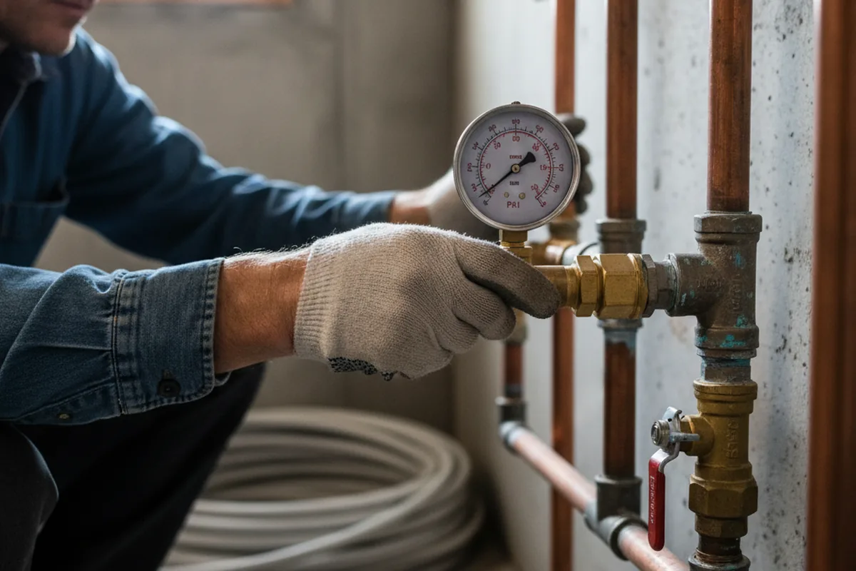 Pressure testing a repaired line during Water Line Repair in Winnetka